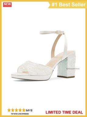 Mesh Platform Heeled Sandals Ankle Strap Block Heel 3.5 Inch